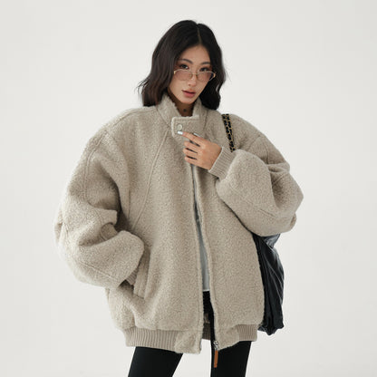 【アウター】ふわもこ×高見え⭐スタンドカラー 綿入れコート レトロ ゆったり中綿ジャケット 【FCシリーズ】