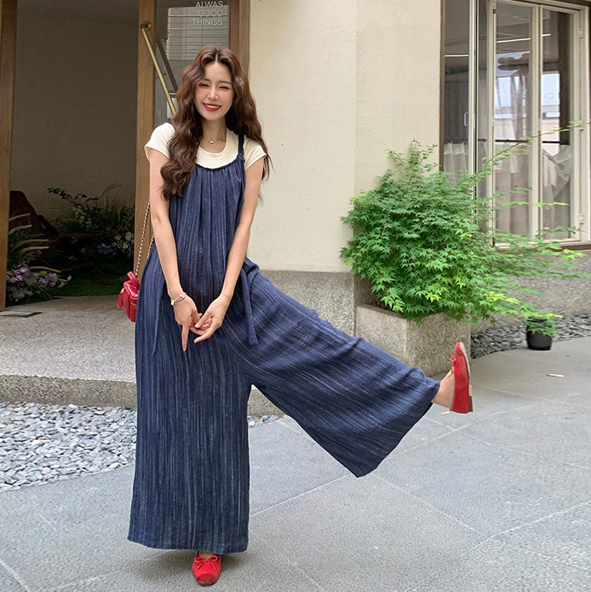 【ボトムス】フレンチヴィンテージ風 タイダイ柄 カジュアル 夏のハイセンス オールインワン