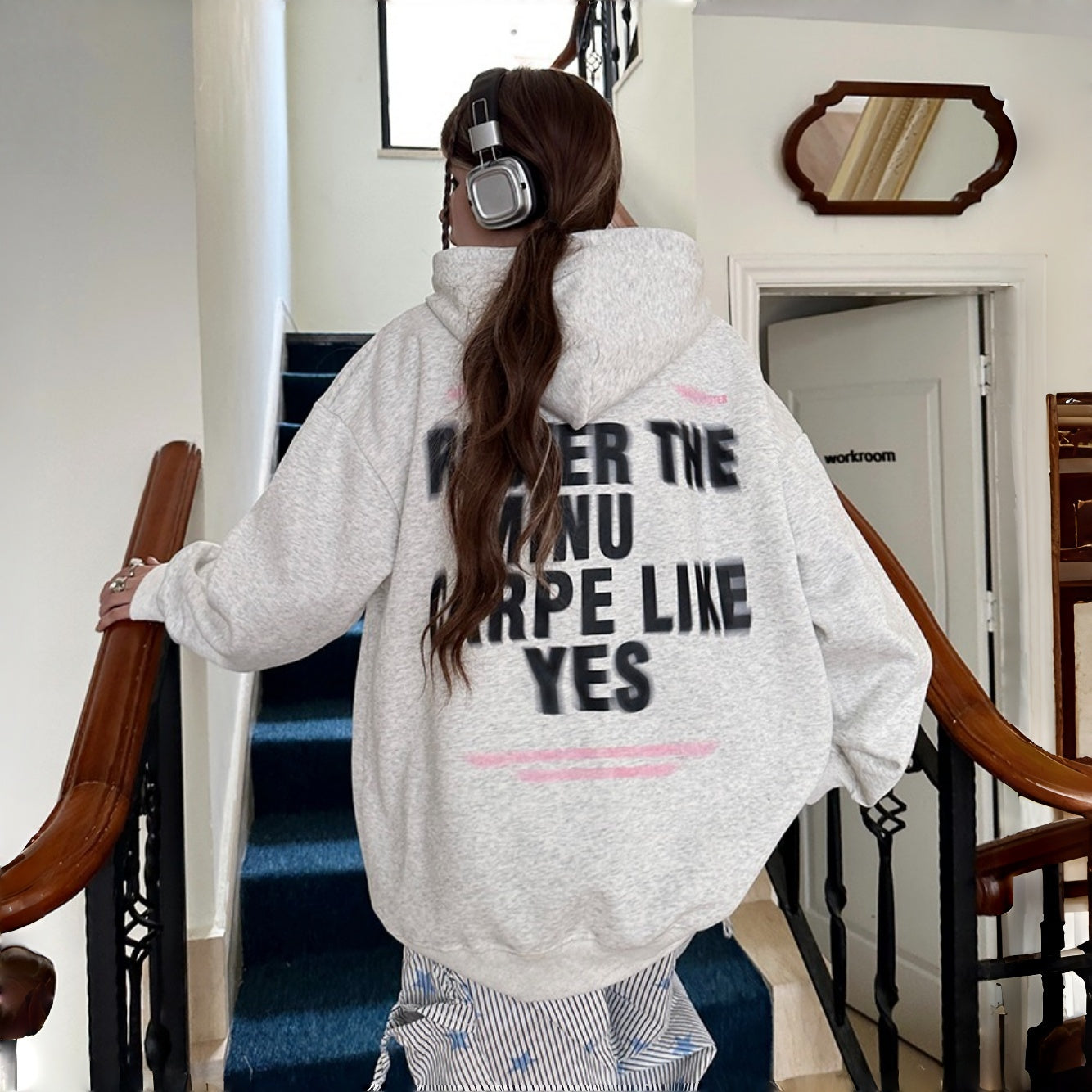 【トップス】韓国風 フード付き アルファベット スタイリッシュ パーカー【FCシリーズ】