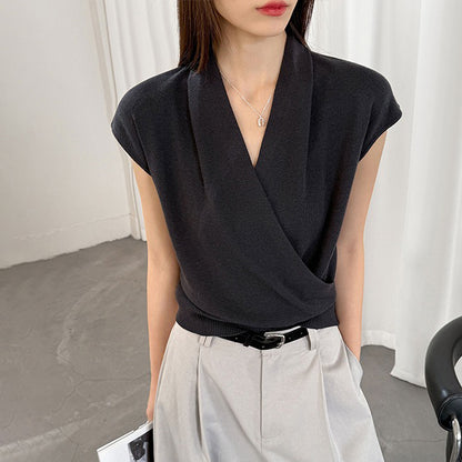 【トップス】半袖ニットトップス レディース 春新作 きれいめ カジュアル 着回し デザインニット【JZシリーズ】