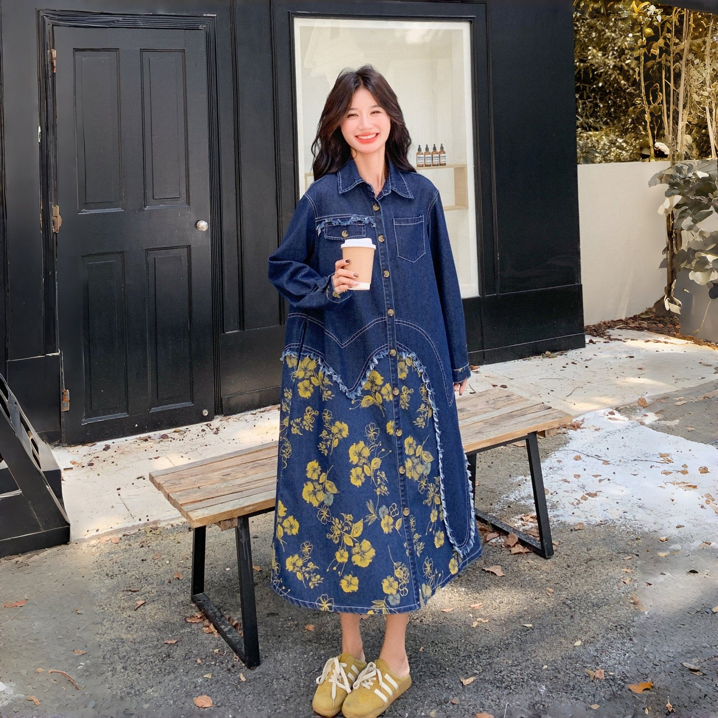 【ワンピース】デザイン性 マイナー プリント カジュアル  着痩せ シャツワンピース【SHシリーズ】