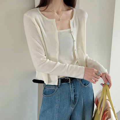 【トップス】キャミソール カーディガン 2点セット レディース 春新作 フィット ニット アンサンブル シンプル【JZシリーズ】