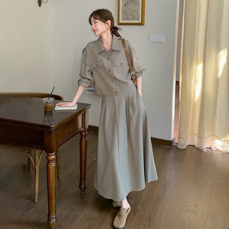 2点セット！【セットアップ】韓国風 超可愛い カジュアル ワークスタイル 高級感 気質 ジャケット＋スカート 上下セット【JZシリーズ】