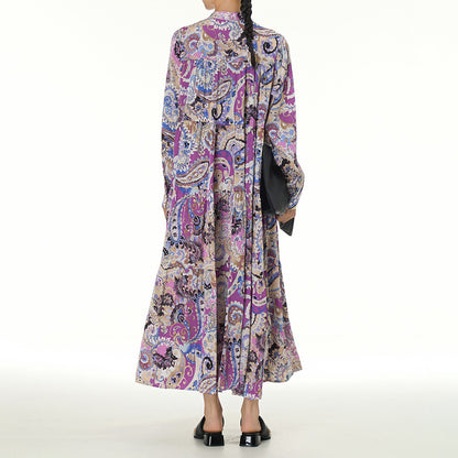 【ワンピース】春新作 ボヘミアン風 長袖 ティアードワンピース 大きいサイズ レディース ゆったり 体型カバー ロングワンピース【SHシリーズ】