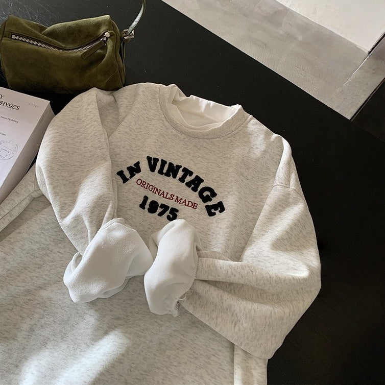 【トップス】レイヤード風 春 秋 冬 タオル刺繍 裏起毛 厚手 若見え パーカー 【JZシリーズ】