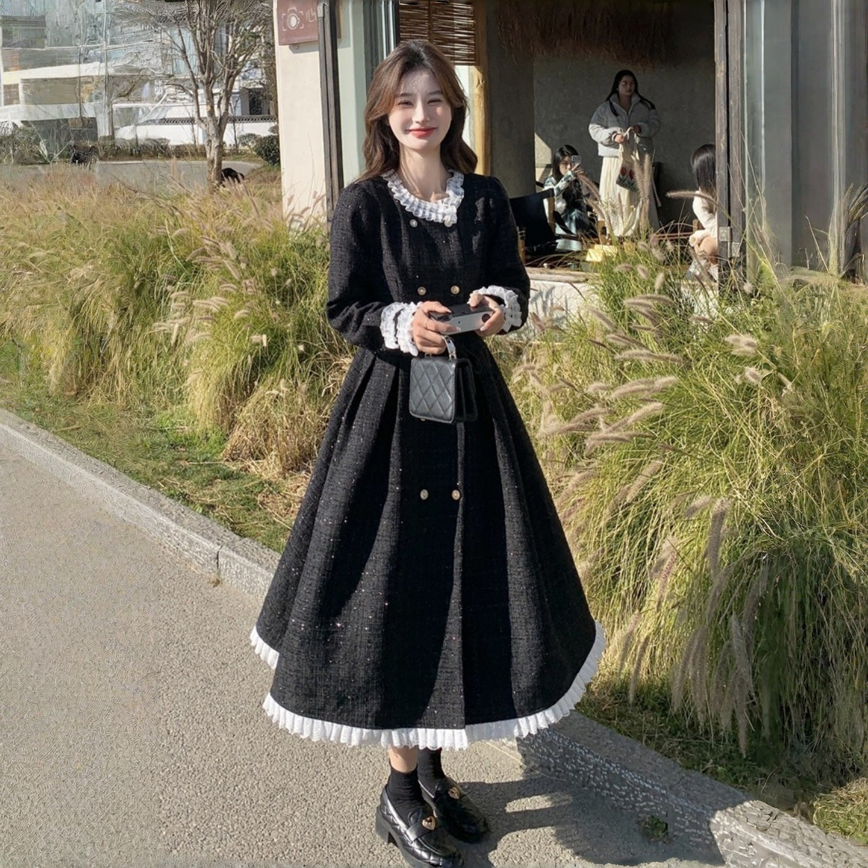 【ワンピース】春 秋 冬 フレンチスタイル 高級感 大人可愛い 着痩せ 気質よい 長袖ワンピース【JZシリーズ】