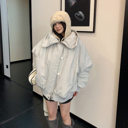 【アウター】✨オーバーサイズ・大きめネックデザイン 防寒 あったか 綿入れコート【FCシリーズ】【12~15日発送】