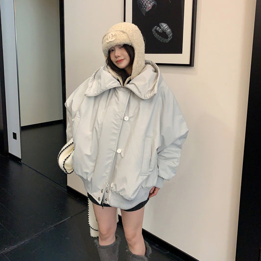 【アウター】✨オーバーサイズ・大きめネックデザイン 防寒 あったか 綿入れコート【FCシリーズ】【12~15日発送】