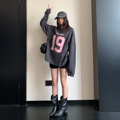【トップス】スポーティーなユニフォーム風長袖Tシャツ レディース 初秋 ゆったり こなれ感【FCシリーズ】