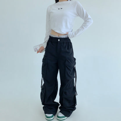 【ボトムス】トレンド感◎ ワークテイスト 多ポケットスウェットパンツ レディース 厚手デザイン【FCシリーズ】