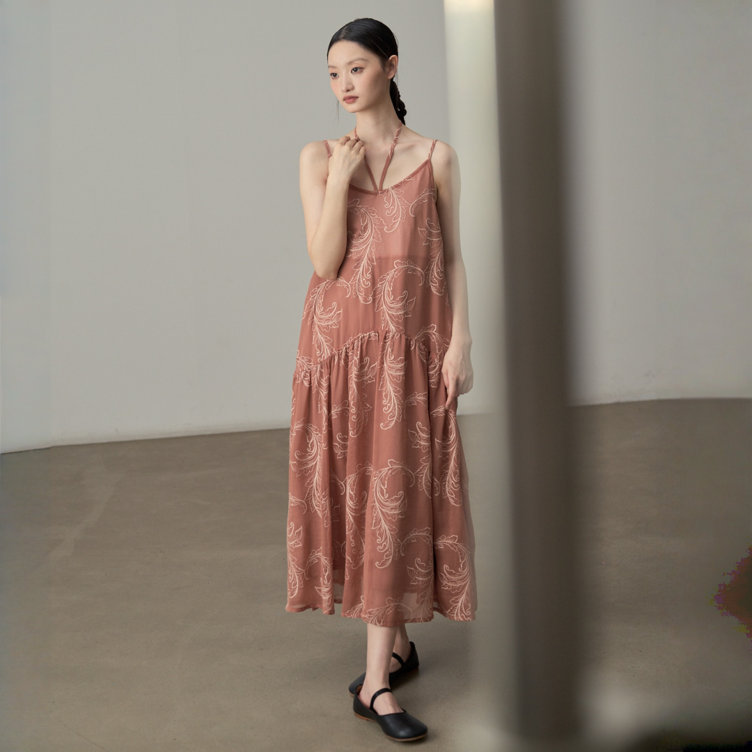 【ワンピース】夏 刺繍入り レトロ 夏新作 フレア ワンピース 【JZシリーズ】