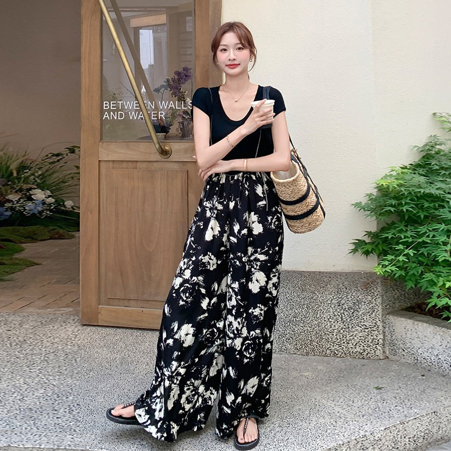 2点セット！【セットアップ】Tシャツ＋サロペット 上下セット レディース 夏 ワイドパンツ オールインワン ゆったり 体型カバー カジュアル【SHシリーズ】