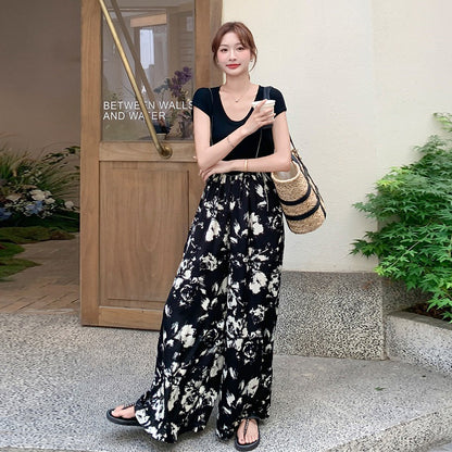2点セット！【セットアップ】Tシャツ＋サロペット 上下セット レディース 夏 ワイドパンツ オールインワン ゆったり 体型カバー カジュアル【SHシリーズ】