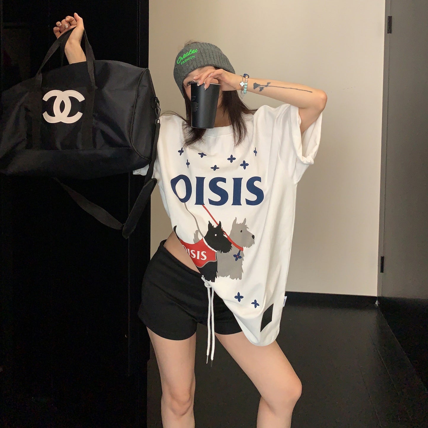 【トップス】カートゥーンプリント 半袖Tシャツ レディース リラックス感 カジュアル ストリート系【FCシリーズ】