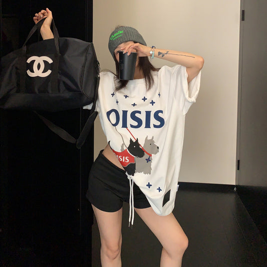【トップス】カートゥーンプリント 半袖Tシャツ レディース リラックス感 カジュアル ストリート系【FCシリーズ】