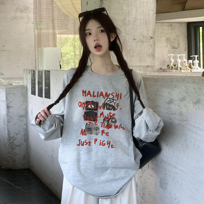 【トップス】2026春トレンド アメリカンレトロ 長袖Tシャツ レディース 薄手 ゆるシルエット ハイストリート系 ストリートトップス【FCシリーズ】