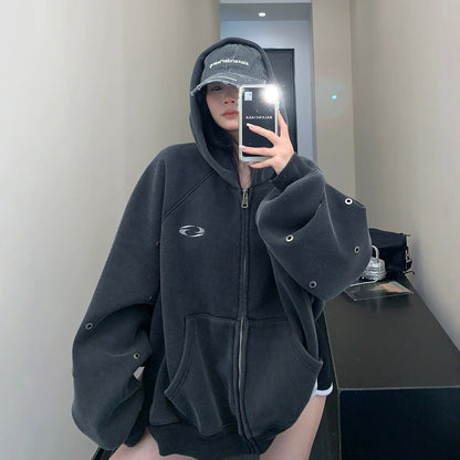 【アウター】春 秋 冬 袖スリット入り オーバーサイズ ヴィンテージ感  裏起毛 パーカー ジャケット 【FCシリーズ】