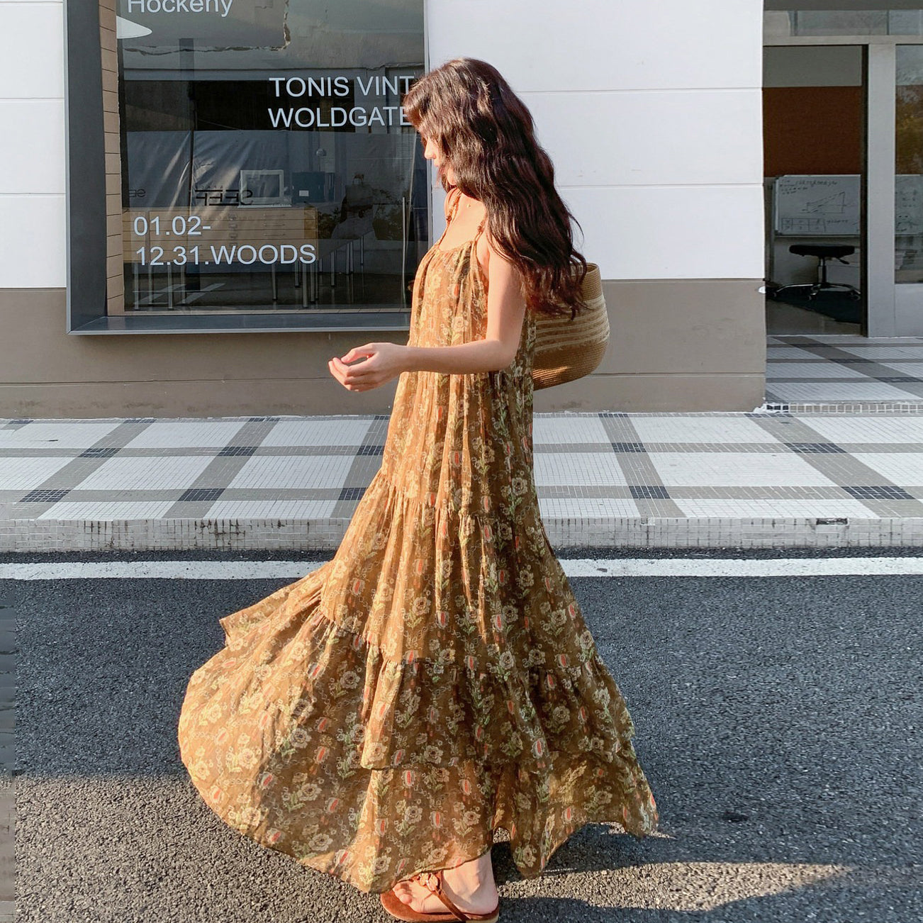 【ワンピース】夏新作 フレンチエレガンス 花柄 ノースリーブ キャミワンピース旅行 リゾート 海辺映え ロングドレス【SHシリーズ】