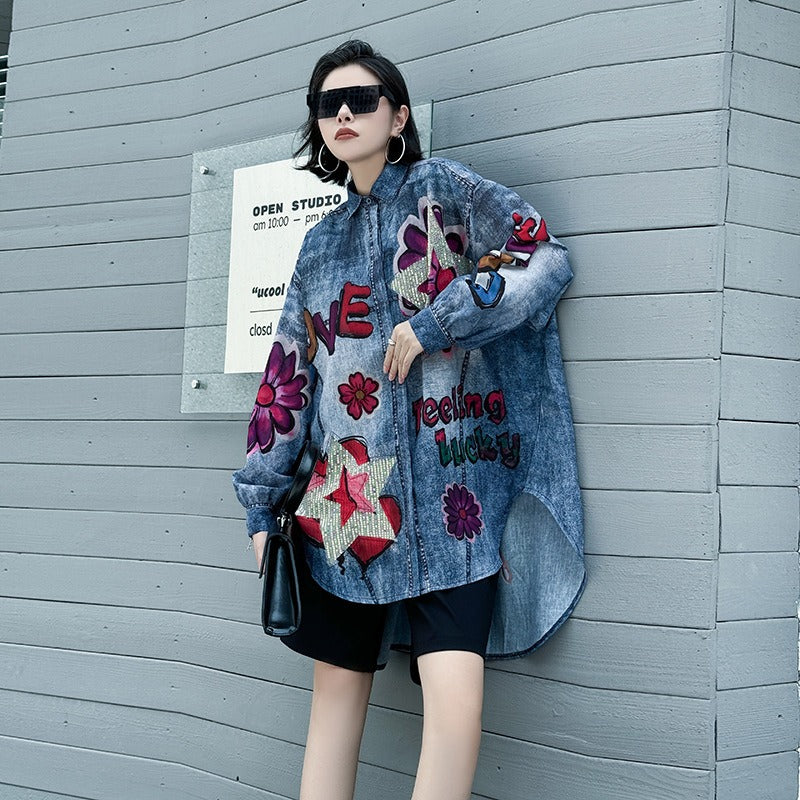 【トップス】夏 春 秋 綿麻 プリント 涼やか 長袖 シャツ 【AHシリーズ】