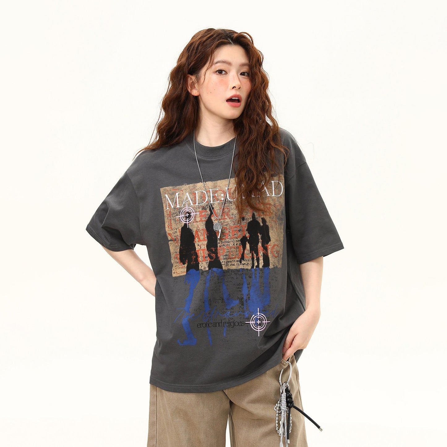【トップス】ストリート系 グラフィティTシャツ 半袖 ゆったり 夏 ペアルック おしゃれ【FCシリーズ】