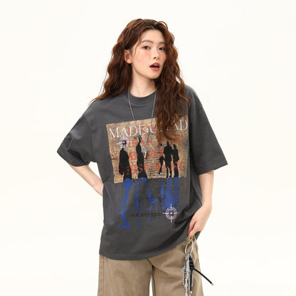 【トップス】ストリート系 グラフィティTシャツ 半袖 ゆったり 夏 ペアルック おしゃれ【FCシリーズ】
