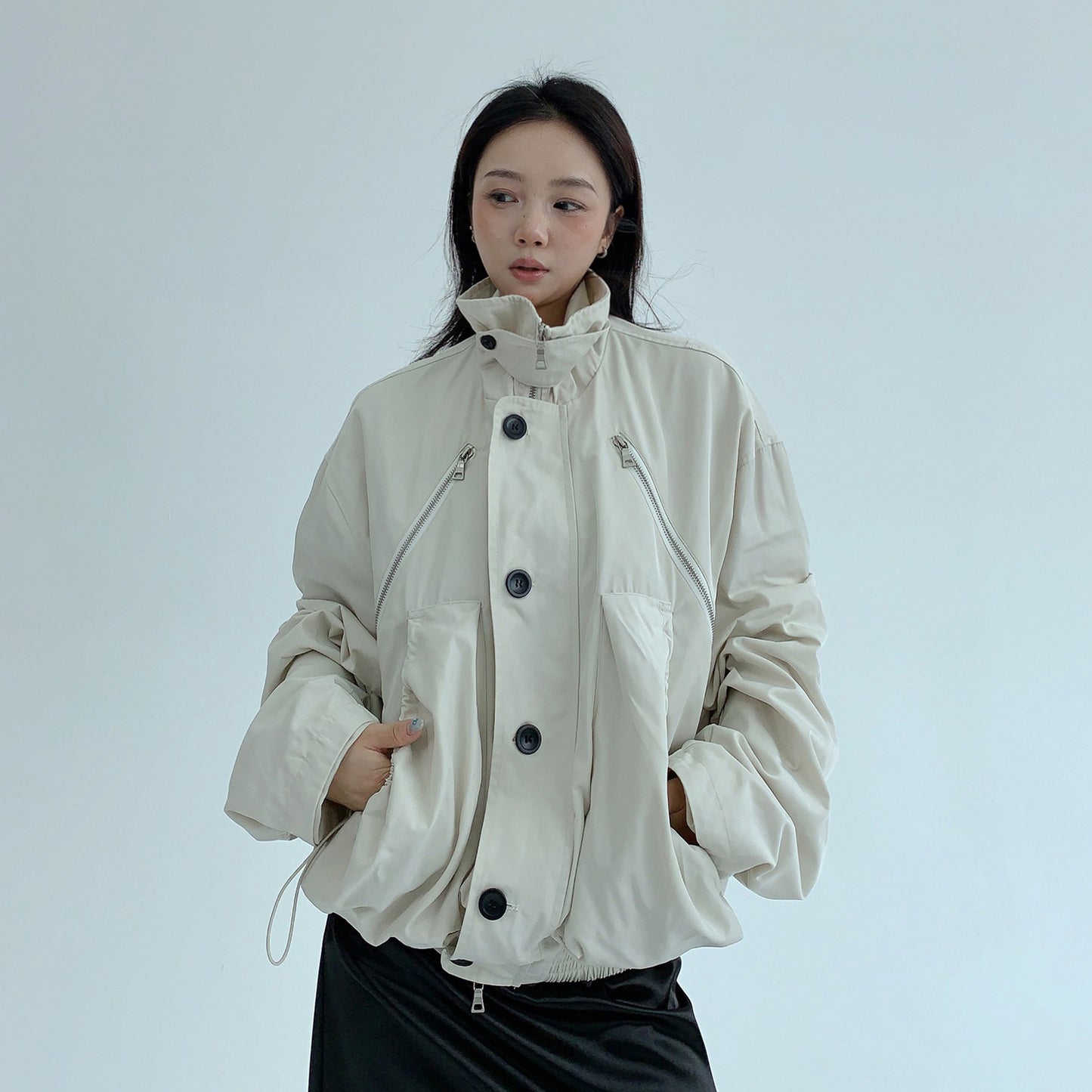 【アウター】アメリカンヴィンテージ風 小众デザイン 機能性ショート立ち襟ジャケット【FCシリーズ】