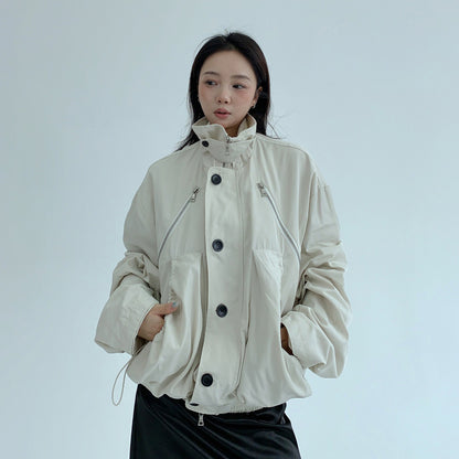 【アウター】アメリカンヴィンテージ風 小众デザイン 機能性ショート立ち襟ジャケット【FCシリーズ】