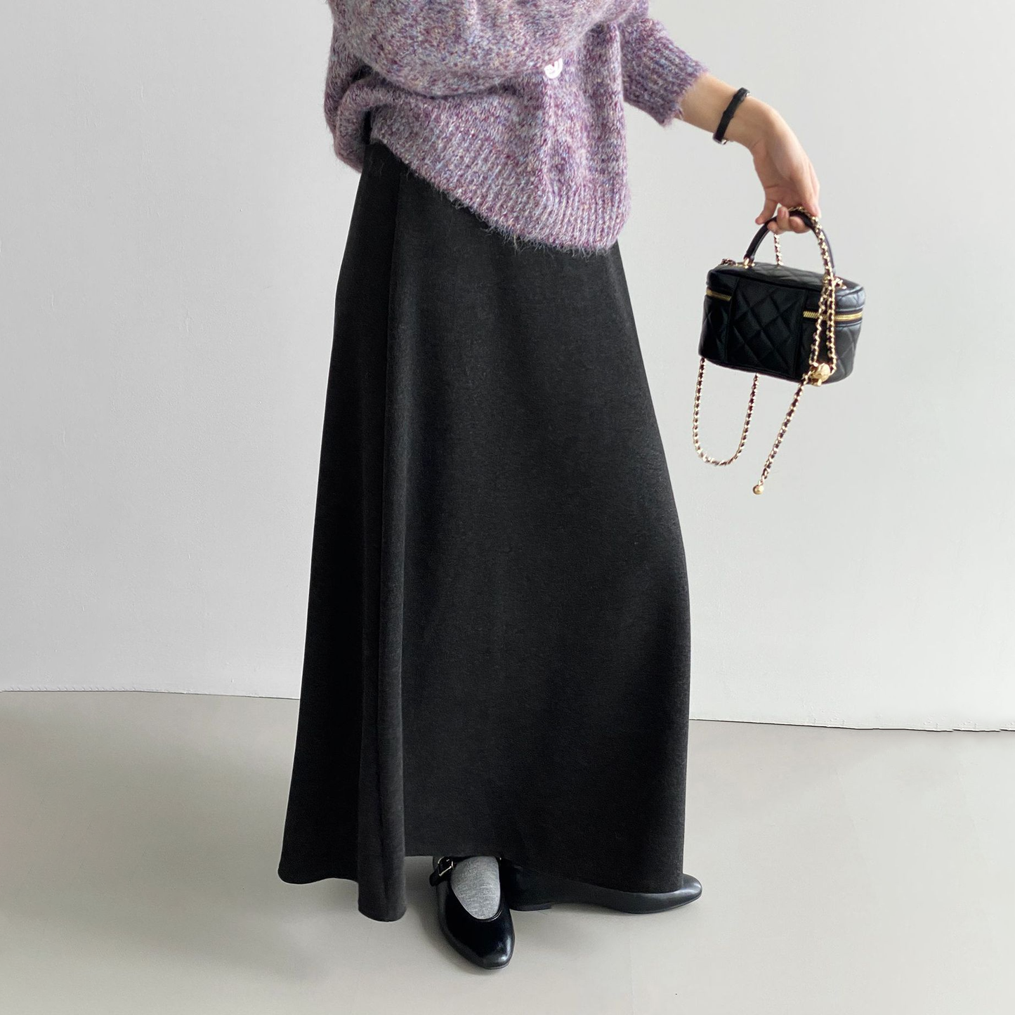 5カラー【ボトムス】裏起毛 スカート 気品ある無地 ドレープ感 レディース すっきりAライン フレアスカート【JZシリーズ】