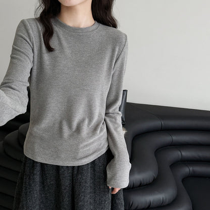 【トップス】綿ニット 丸首 インナーＴシャツ レディース 秋冬 タイトフィット【JZシリーズ】