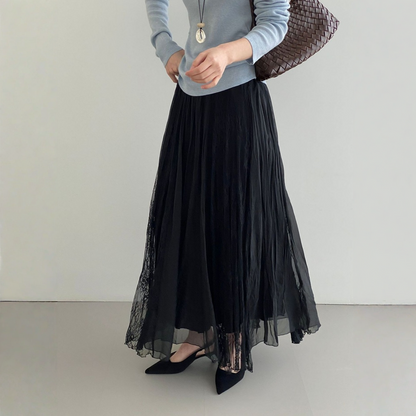【ボトムス】シークレットガーデン風 レース リゾート風  Aライン  ヒップカバー ロングスカート 【JZシリーズ】