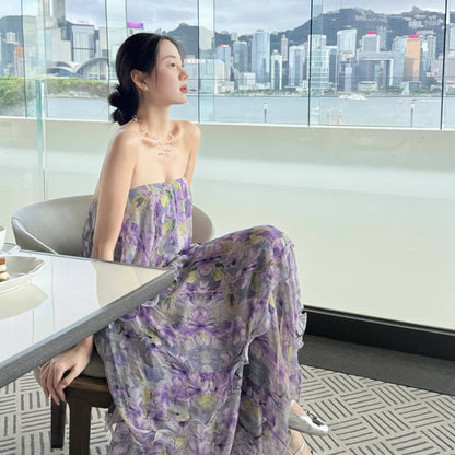 【ワンピース】オフショルダー ノースリーブワンピース
｜フリル ティアード ゆるシルエット｜海辺 リゾート ビーチ 撮影用 映えドレス 2026新作【SHシリーズ】