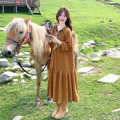 【ワンピース】ヴィンテージ感あふれる エレガント 長袖ワンピース レディース【SHシリーズ】