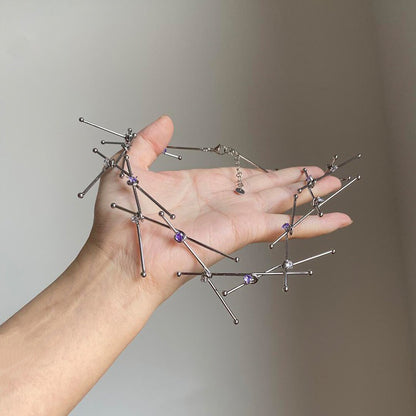 【🎁 B2G1｜先行スタート！】【グッズ】パンク風 アシンメトリー幾何ラインネックレス｜チョーカー｜個性派ヨーロッパ風アクセ