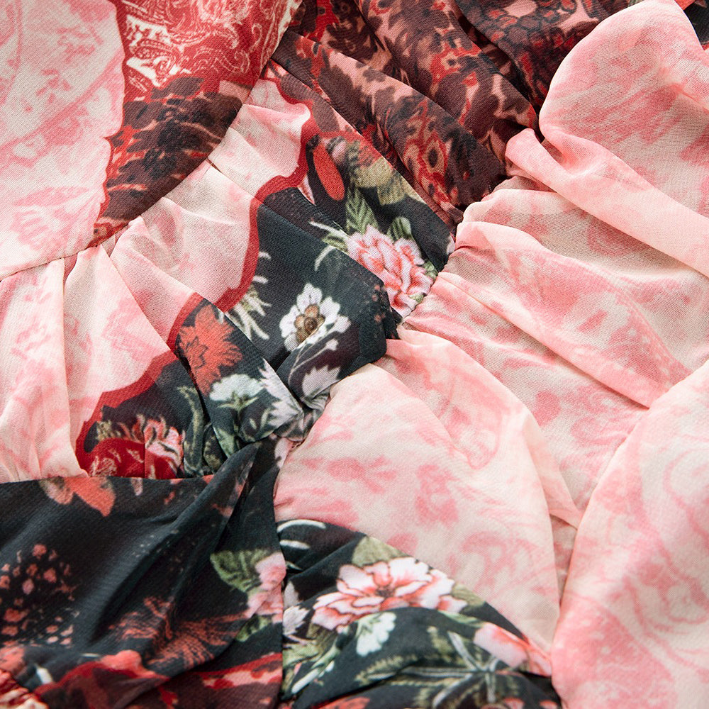 【ワンピース】ライトラグジュアリー 高級感 花柄 個性デザイン ノースリーブキャミワンピース【SHシリーズ】