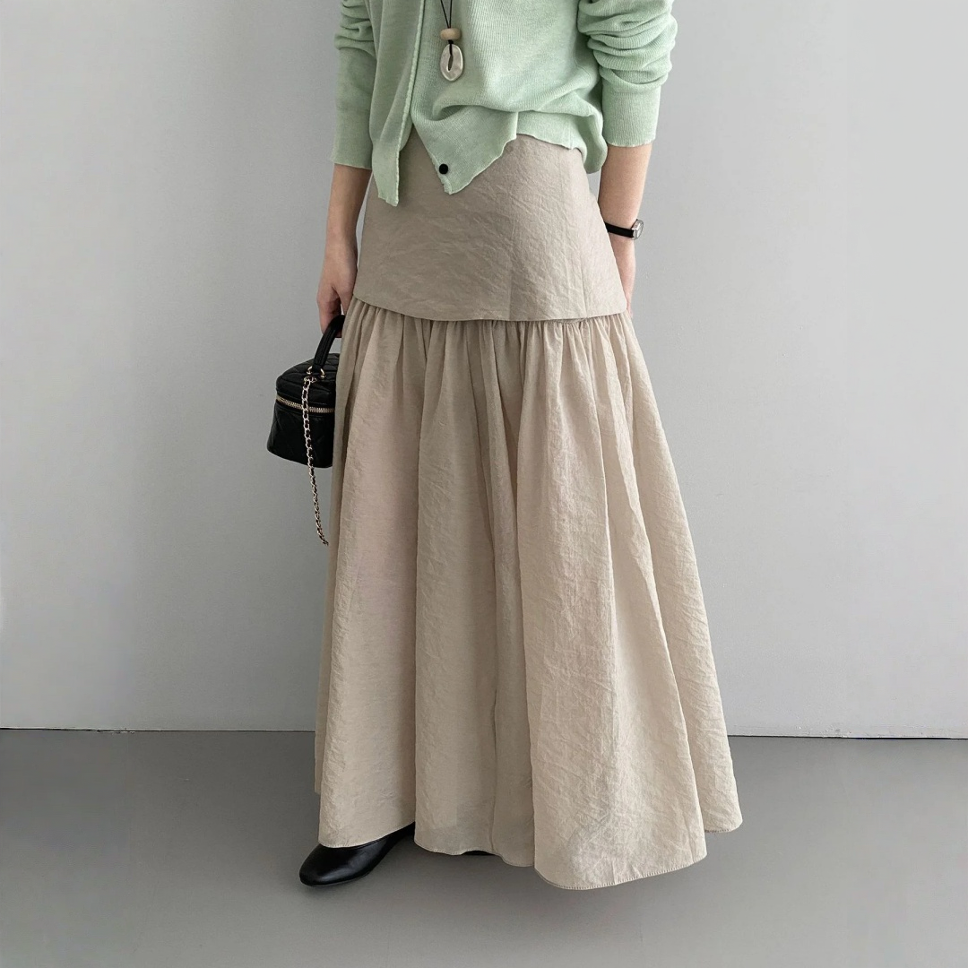 【ボトムス】フレンチティータイム風 落ち感のある上品な レイヤード風 ハイウエスト スカート 【JZシリーズ】