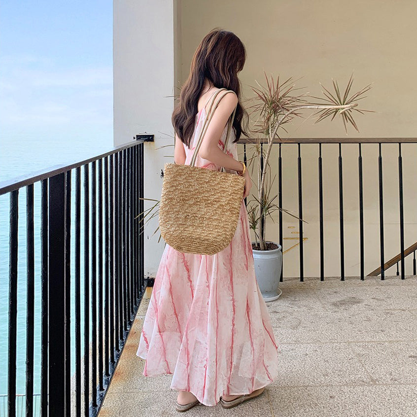 【ワンピース】フレンチ風 夏 エレガンス グラデーション ノースリーブキャミソールワンピース【SHシリーズ】