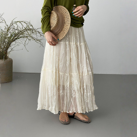 【ボトムス】エアリー ロマンティック レース Aラインスカート 【JZシリーズ】
