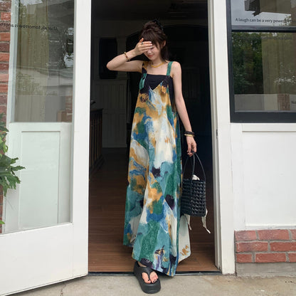 🔥 人気爆発【ボトムス】夏新作 レトロVネック ゆったりリラクシー アイランド風 清涼感 オールインワン【SHシリーズ】