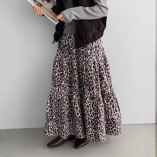 【ボトムス】春 秋 冬 レトロ プリント ヒョウ柄 韓国風 スカート 【SNシリーズ】