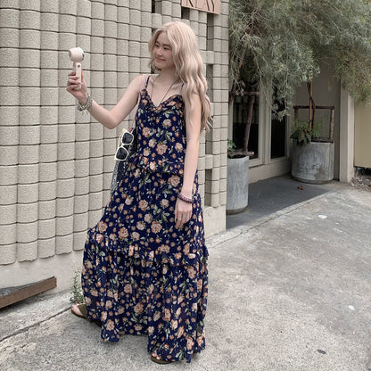 【ワンピース】フレンチ 夏 気質感 ゆったりシルエット 体型カバー ノースリーブワンピース【SHシリーズ】