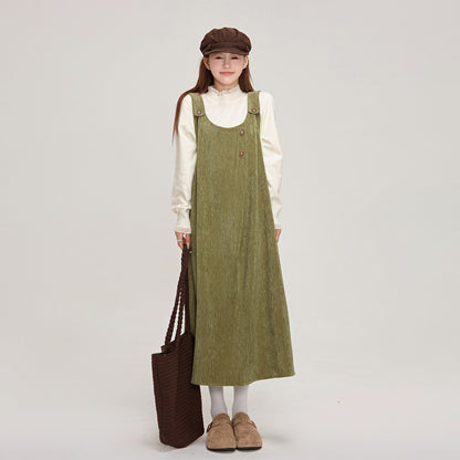 【ワンピース】✨体型カバー♡ スエード風ノースリーブワンピース  レディース 冬 Uネック ベストワンピ【JZシリーズ】