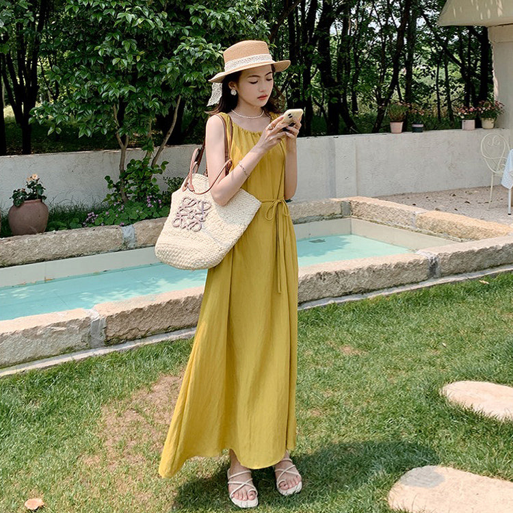 【ワンピース】夏 フレンチエレガンス  ビーチドレス ノースリーブワンピース