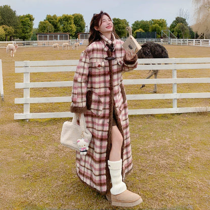 【アウター】春 秋 冬 韓国系 スイート ルーズ チェック 厚手 コート【JZシリーズ】