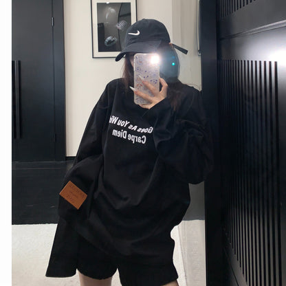 【トップス】フロッキープリント アルファベット コットン100％ 長袖 Ｔシャツ  【FCシリーズ】