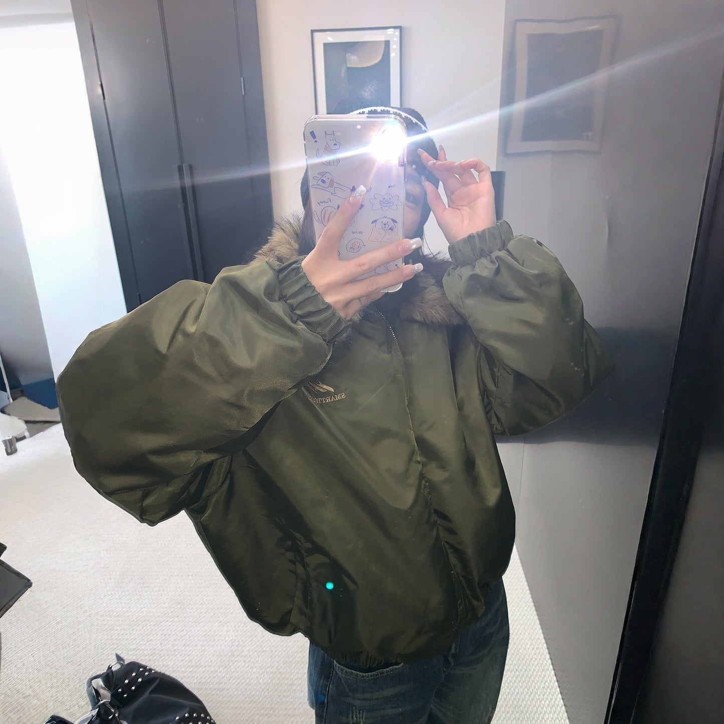 【アウター】ファー襟 厚手ショート丈   中綿ジャケット  【FCシリーズ】