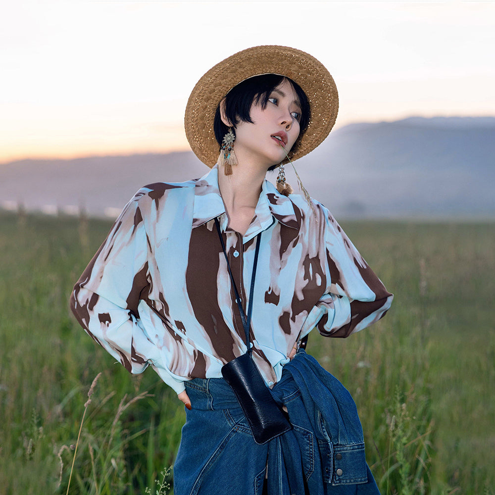 【トップス】フレンチレトロ ヘップバーン風 ブラウス レディース ヴィンテージフラワー 長袖 シャツ【SHシリーズ】【15～20日内発送】