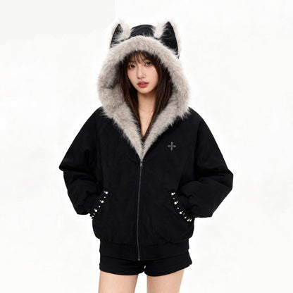 【アウター】デビルモチーフ アメリカンスタイル 裏起毛 綿入れコート ユニセックス 秋冬【FCシリーズ】【15～20日内発送】