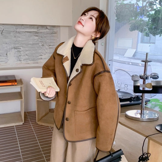 【アウター】リバーシブル仕様 スエード調×ボア コート 冬新作 レディースジャケット【JZシリーズ】