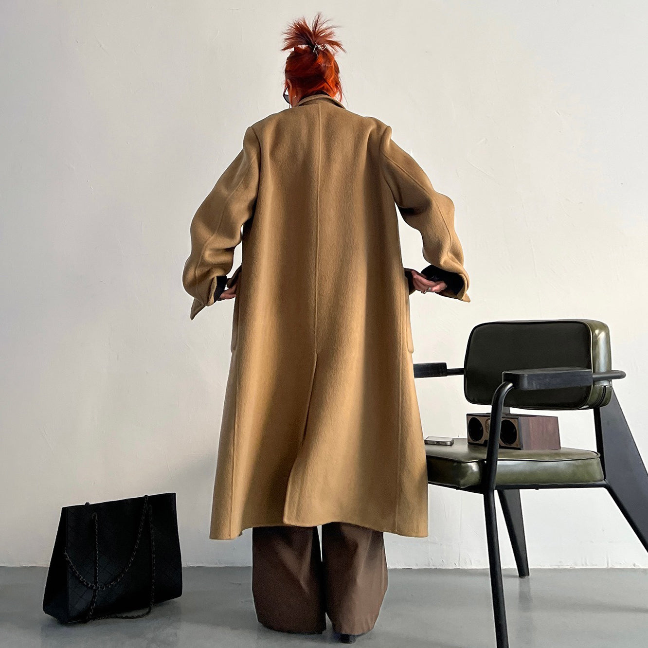 【アウター】韓国デザイン ヴィンテージ ツイードコート 中厚 中長丈 レディース 秋冬【FCシリーズ】