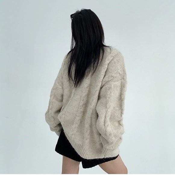 【アウター】春 秋 冬 厚手 Vネック ゆったり カーディガン ジャケット 【FCシリーズ】